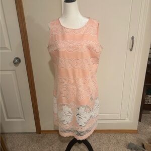 Tommy Hilfiger Orange Sheath Mini Dress Sleeveless Crew Neck